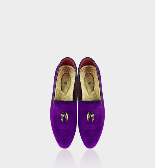 CHILILOAFER Men's Purple & Gold Chili Pendant Toe-Protector Upgrade Pointed-Toe Loafers