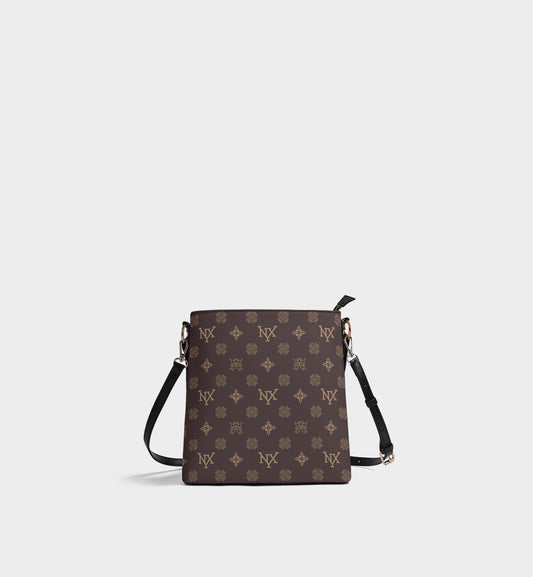 NXY Honeysuckle Pattern Dark Brown Bucket Bag