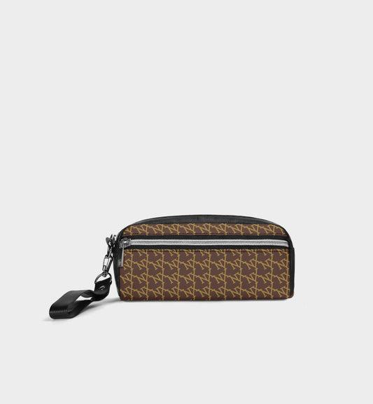 NXY Slanted Monogram Brown Clutch Bag