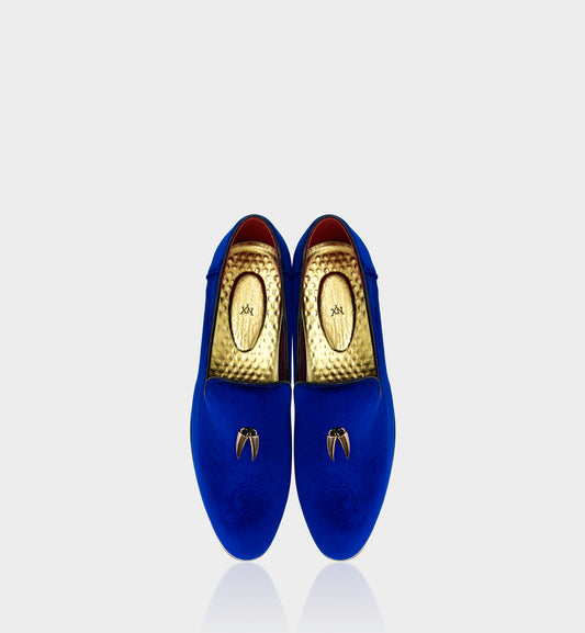 CHILILOAFER Men's Blue & Gold Chili Pendant Toe-Protector Upgrade Pointed-Toe Loafers