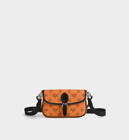 Honeysuckle Pattern Orange Crossbody Satchel