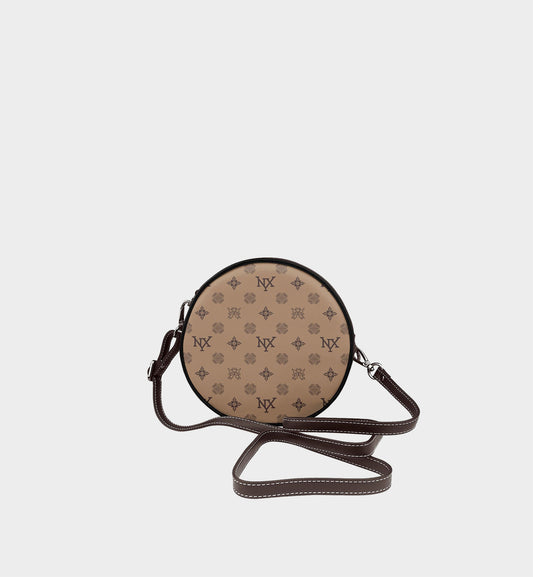 NXY Honeysuckle Pattern Camel Mini Circular Bag