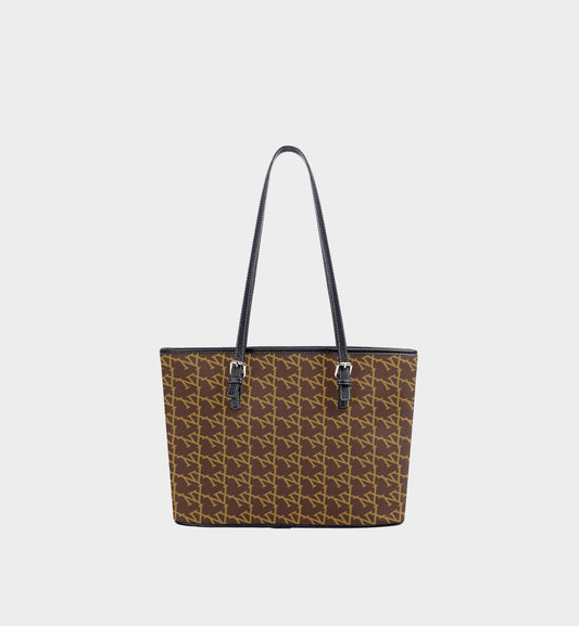 NXY Slanted Monogram Brown Tote Bag