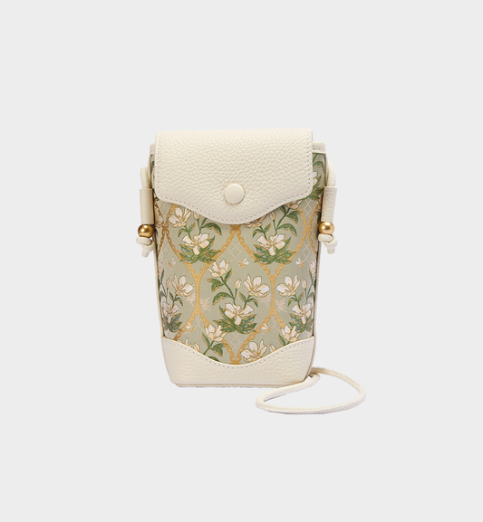 Luxury Off-White Cloud Brocade Chinese Style Crossbody Phone Pouch