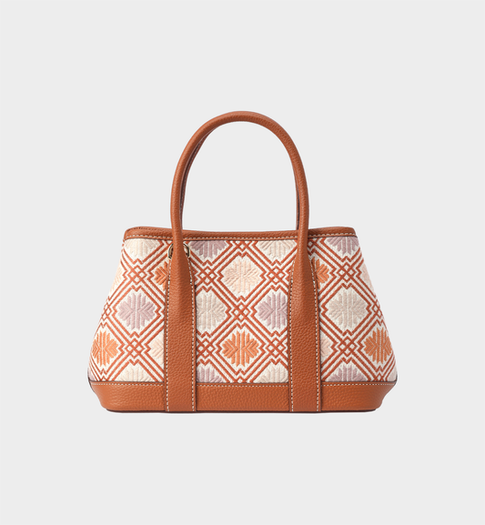 Luxury Brown Zhuang Brocade Chinese Mini Garden Tote