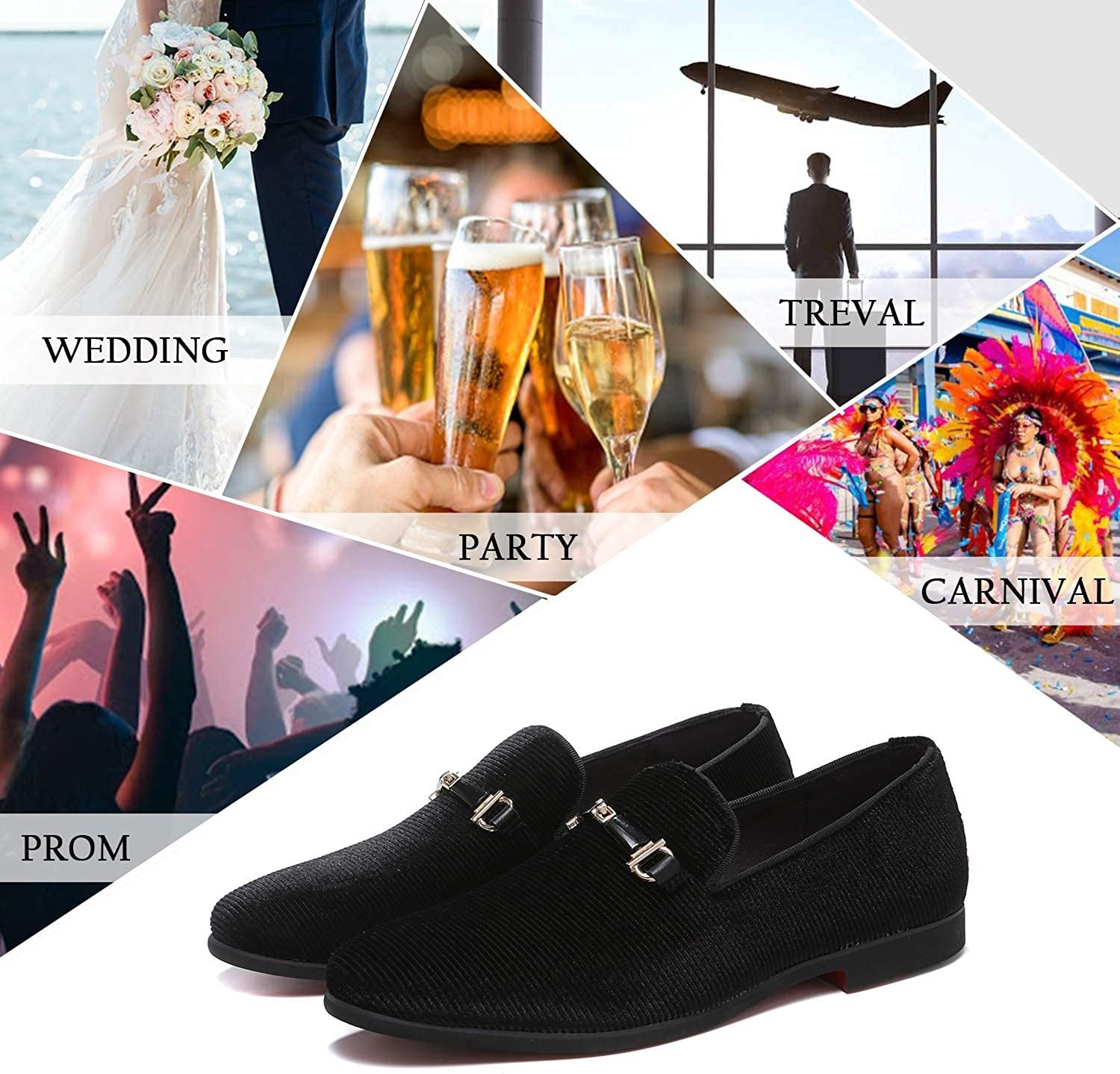 NXY Black Loafers Men丨Men's Penny Loafers & Velvet Loafers Men - Fashion Formal Buckle Casual Dress Shoes