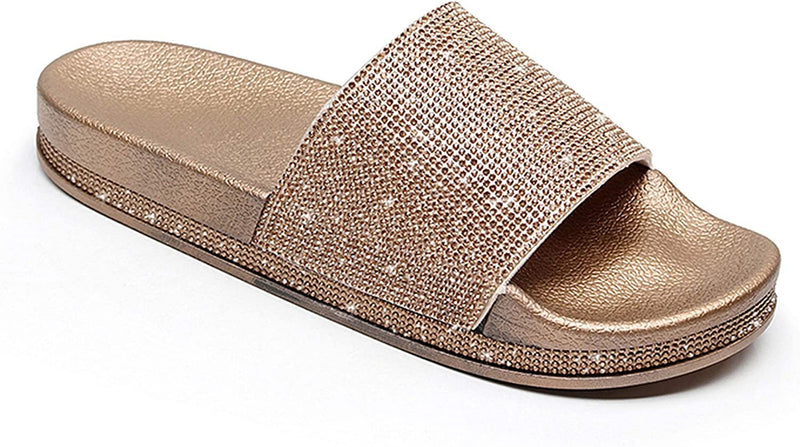NXY Sandalias con plantilla plana y lentejuelas con purpurina para mujer, para interior y exterior, talla 5-10