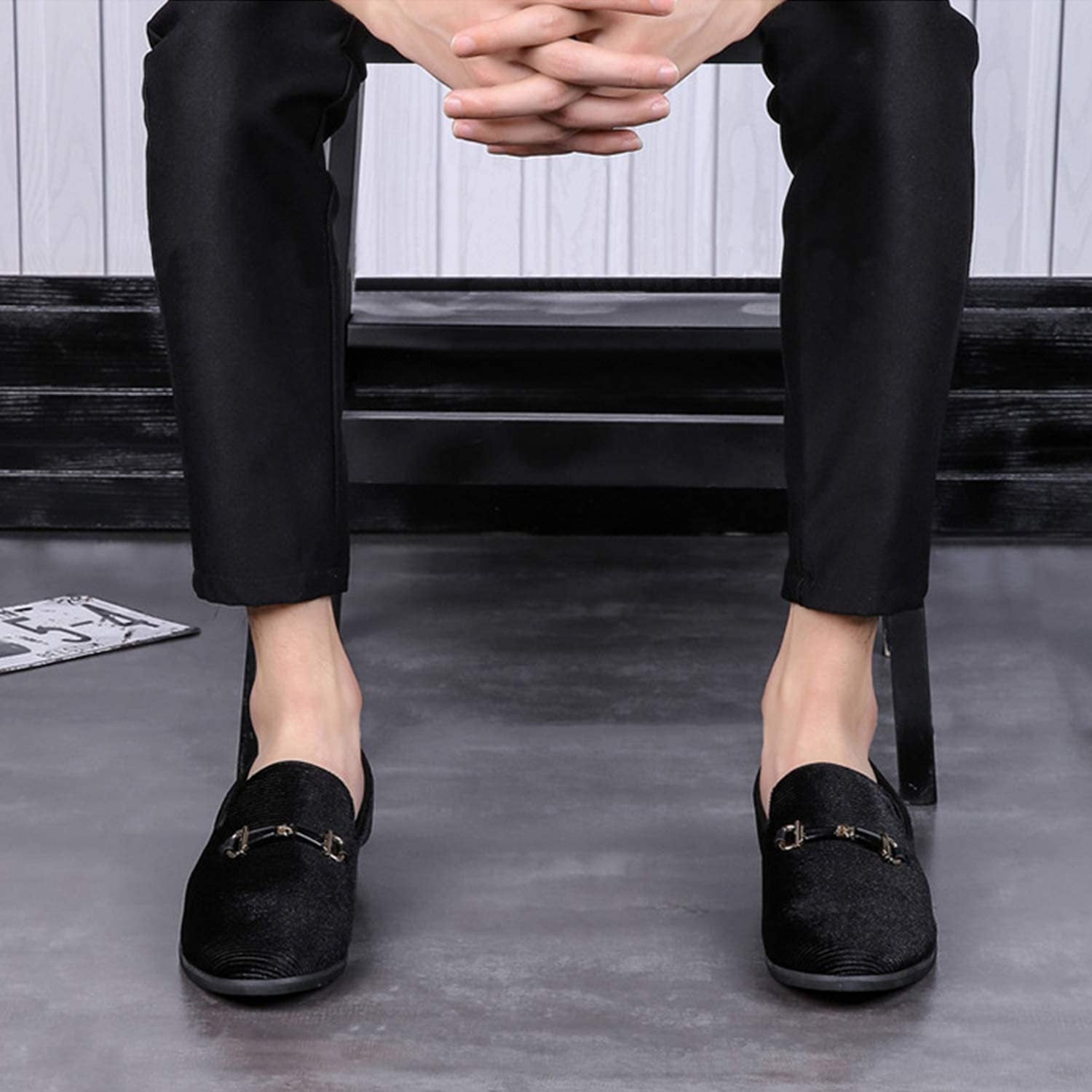 NXY Black Loafers Men丨Men's Penny Loafers & Velvet Loafers Men - Fashion Formal Buckle Casual Dress Shoes