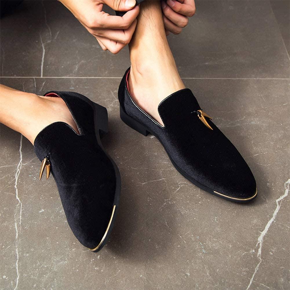 NXY Pantuflas metálicas Penny para hombre, mocasines planos de terciopelo, vestido sin cordones, zapatos de talla grande, talla 6-13