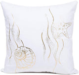 MHB Home Pillowcase 18x18 Zippered Sea Theme Pillow Covers Protectors & Pillow Covers Gold Foil