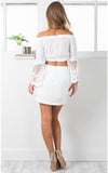 NXY Women's Off Shoulder Stripe Casual Blouse Shirt Top Cher Lace Crop White
