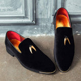 NXY Pantuflas metálicas Penny para hombre, mocasines planos de terciopelo, vestido sin cordones, zapatos de talla grande, talla 6-13