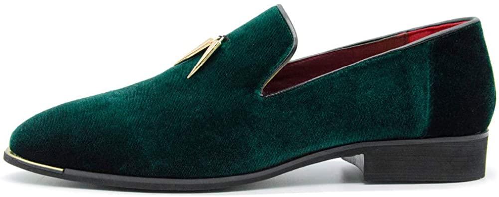 NXY Pantuflas metálicas Penny para hombre, mocasines planos de terciopelo, vestido sin cordones, zapatos de talla grande, talla 6-13