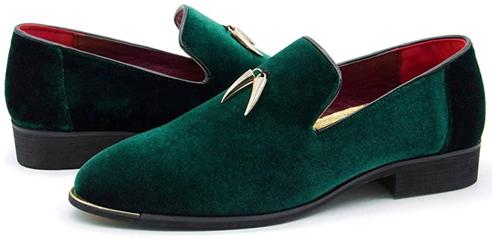 NXY Pantuflas metálicas Penny para hombre, mocasines planos de terciopelo, vestido sin cordones, zapatos de talla grande, talla 6-13