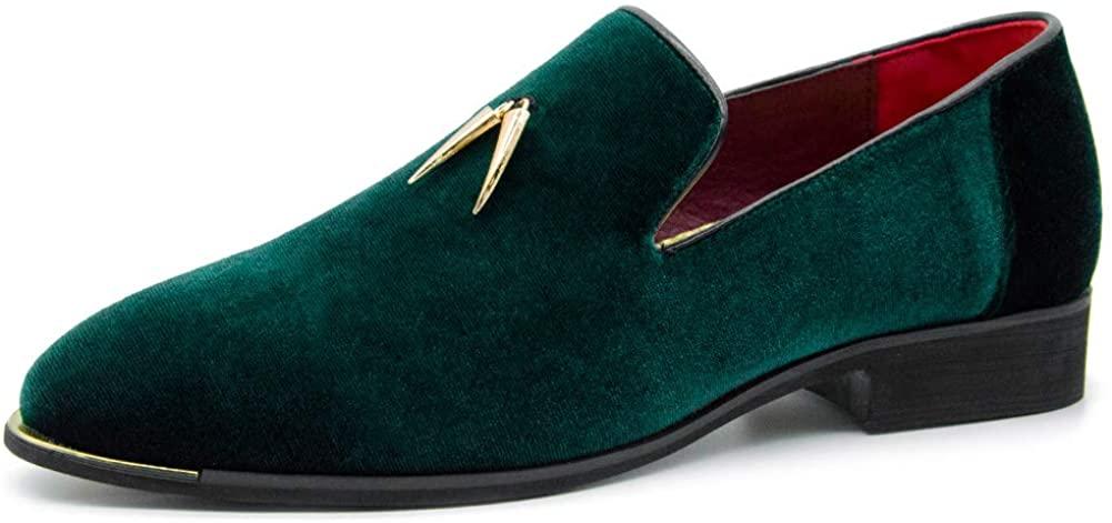 NXY Pantuflas metálicas Penny para hombre, mocasines planos de terciopelo, vestido sin cordones, zapatos de talla grande, talla 6-13