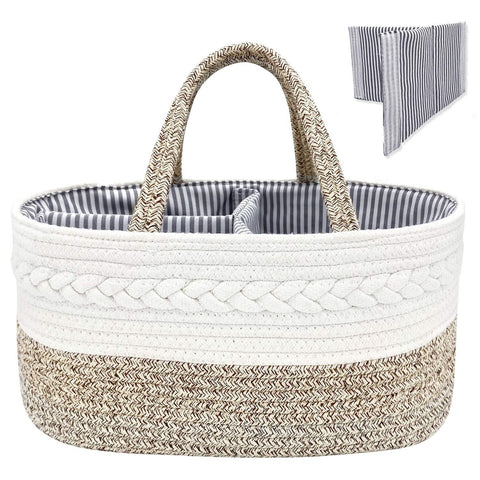 NXY Diaper Caddy, Diaper Caddy for Baby Girl, Diaper Caddy Organizer, Nursery Storage Caddy, Top Newborn Registry Gift, Baby Gift, Newborn Registry Must Haves. Cotton Rope Caddy. 14.5" x8.7" x7.1"