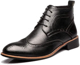 MHB Men’s Wingtip Perforated Lace-up Classic Brogue Oxford Ankle Boots