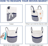MHB Large Blanket Basket, Decorative Woven Basket Storage Basket with Handles, Laundry Basket Bathroom,Toys and Clothing Organization