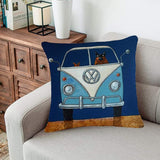 MHB Square Cushion Covers Car and Animal Theme Home D&eacute;cor Cotton Linen Pillowcase 18x18 Inch
