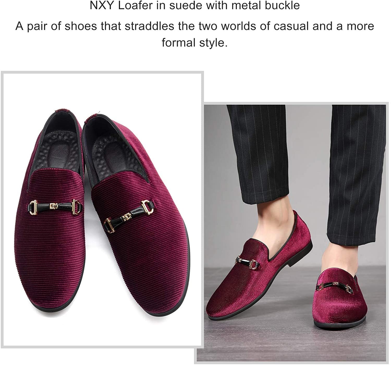 NXY Black Loafers Men丨Men's Penny Loafers & Velvet Loafers Men - Fashion Formal Buckle Casual Dress Shoes