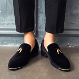 NXY Pantuflas metálicas Penny para hombre, mocasines planos de terciopelo, vestido sin cordones, zapatos de talla grande, talla 6-13