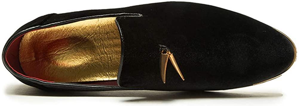 NXY Pantuflas metálicas Penny para hombre, mocasines planos de terciopelo, vestido sin cordones, zapatos de talla grande, talla 6-13