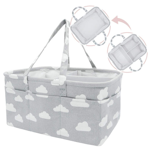 NXY Organizador de pañales para bebés, 17,5 x 13 x 8,7 pulgadas, soporte para pañales portátil gris extra grande