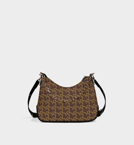NXY Slanted Monogram Brown Shoulder Bag