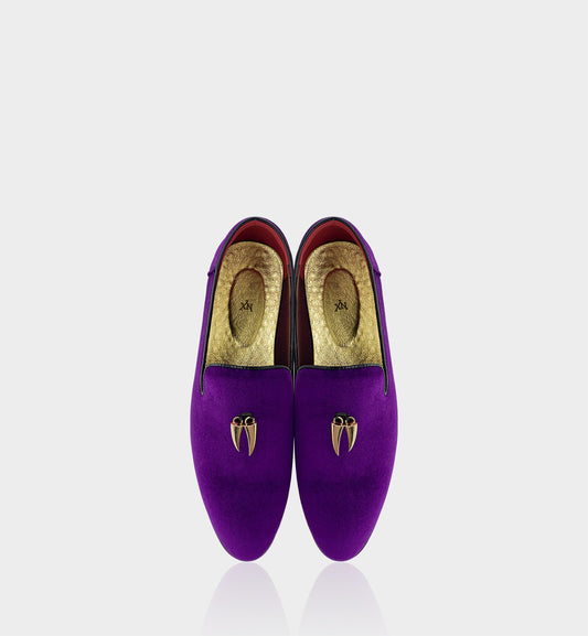 CHILILOAFER Men's Purple & Gold Chili Pendant Pointed-Toe Loafers