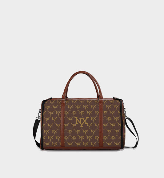 NXY Large Logo Classic Monogram Travel Bag (All-Brown)