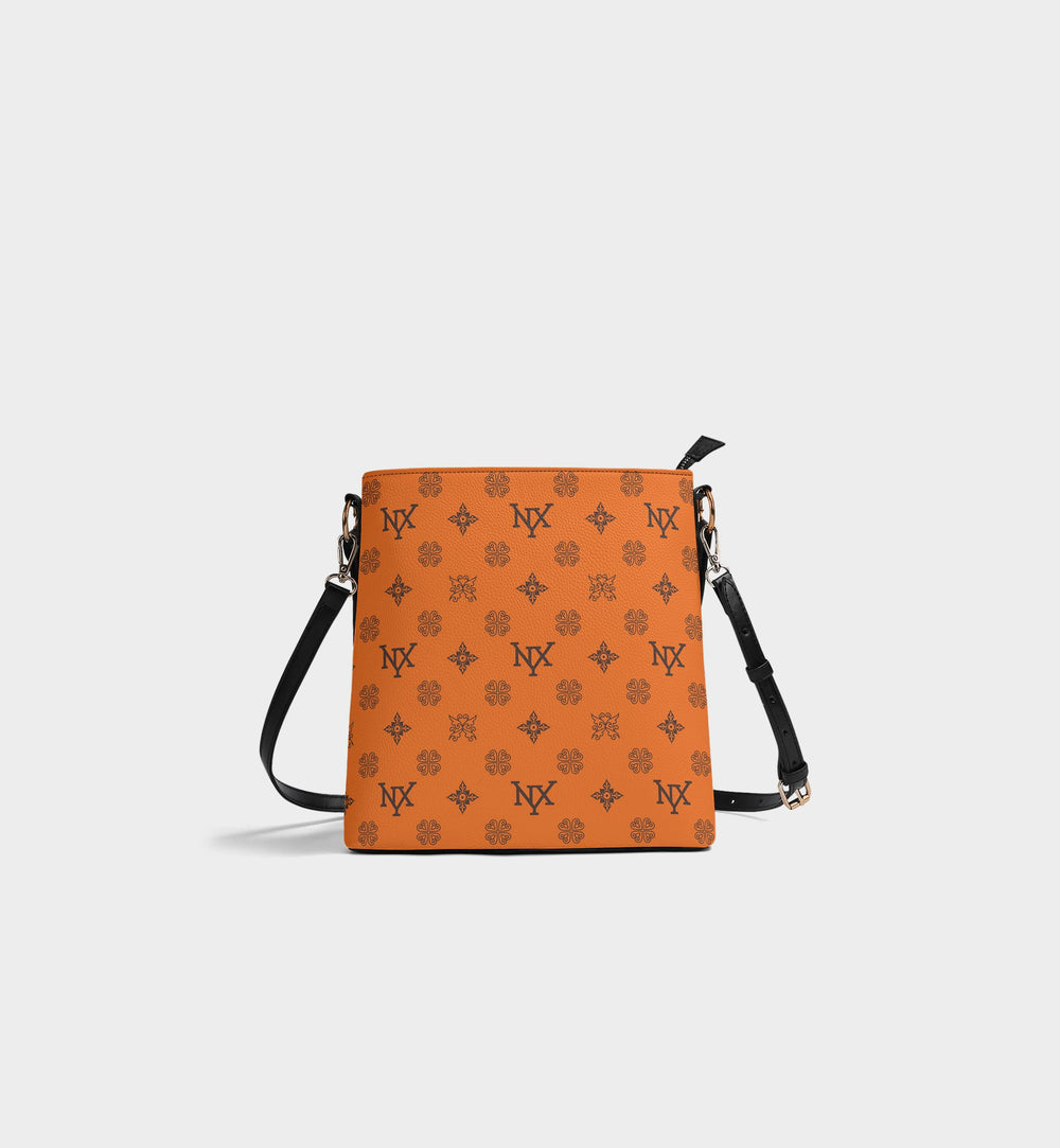 NXY Honeysuckle Pattern Orange Bucket Bag