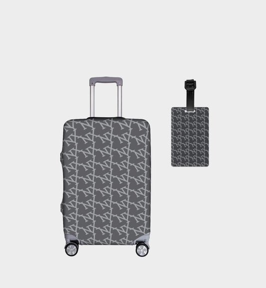 NXY  Diagonal Monogram Slate Blue Luggage Cover & Tag Set
