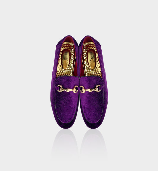 Men’s Amethyst Velvet Gold Hardware Loafers
