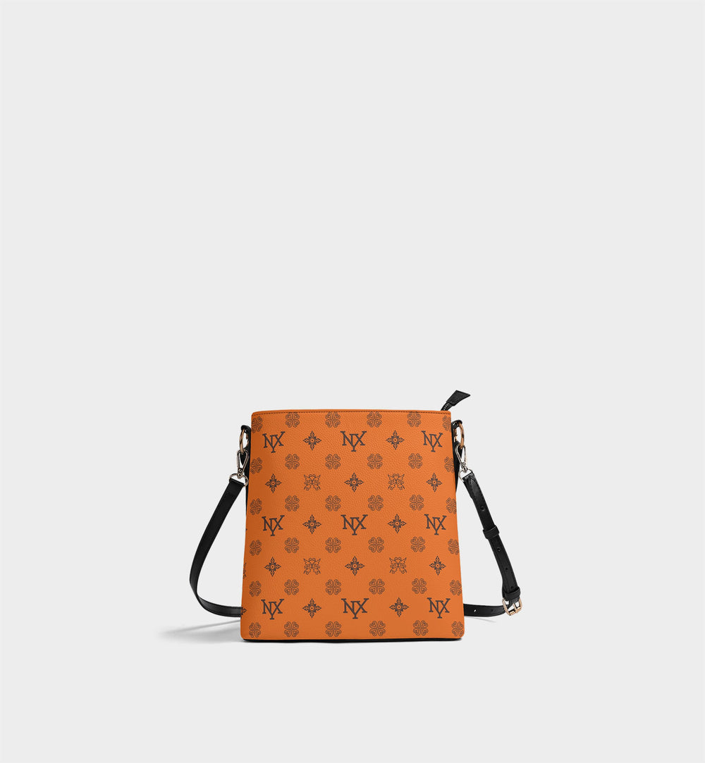 NXY Honeysuckle Pattern Orange Bucket Bag