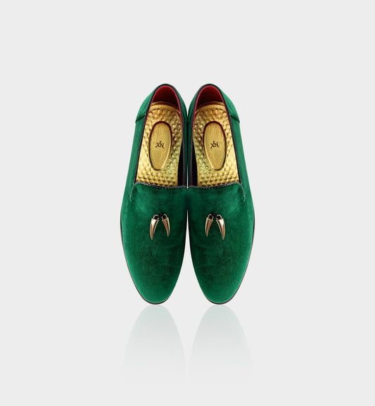 CHILILOAFER Men's Green & Gold Chili Pendant Pointed-Toe Loafers