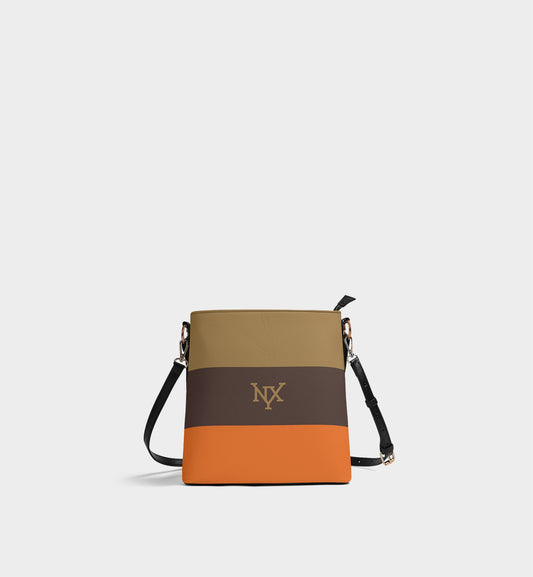 NXY Tri-Color Bucket Bag (Olive/Brown/Orange)