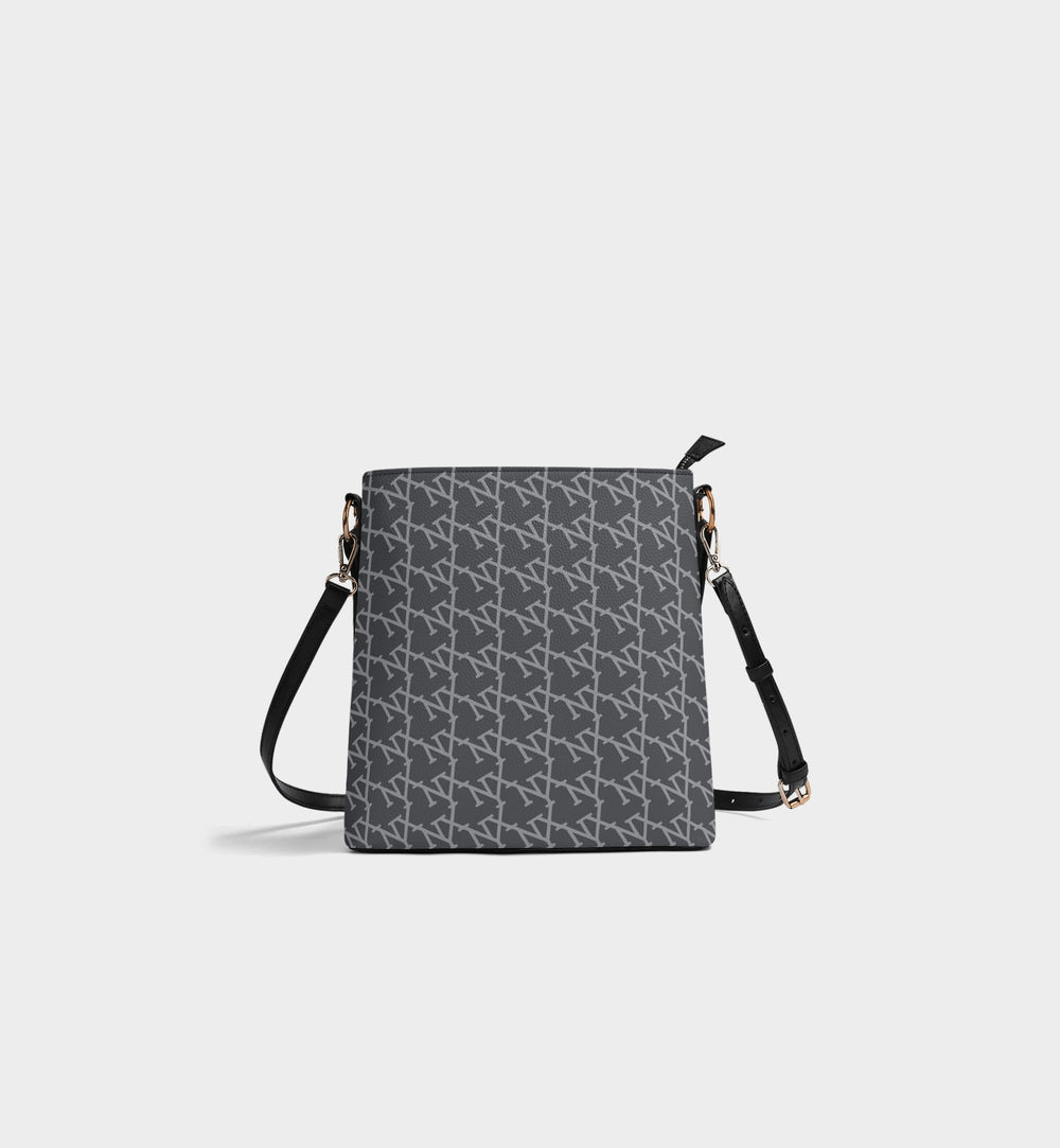 NXY Slanted Monogram Slate Blue Bucket Bag