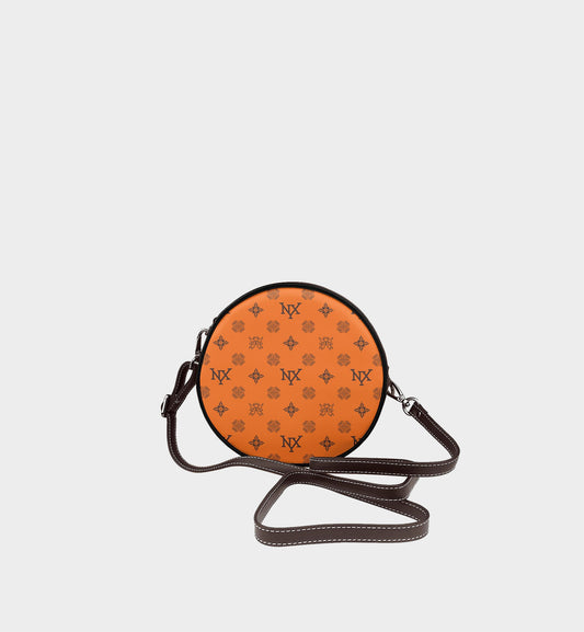 NXY Honeysuckle Pattern Orange Mini Circular Bag