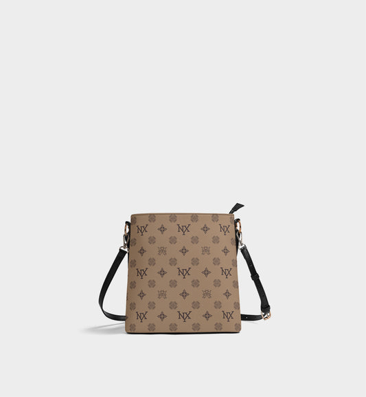 NXY Honeysuckle Pattern Camel Bucket Bag