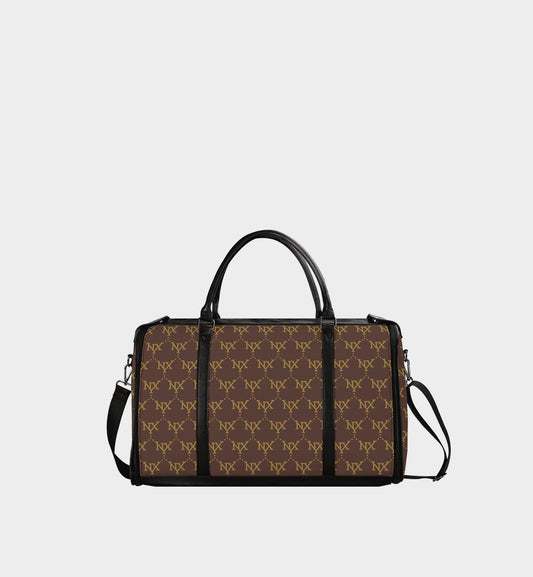 NXY Classic Monogram Travel Bag (Brown Body + Black Handle)