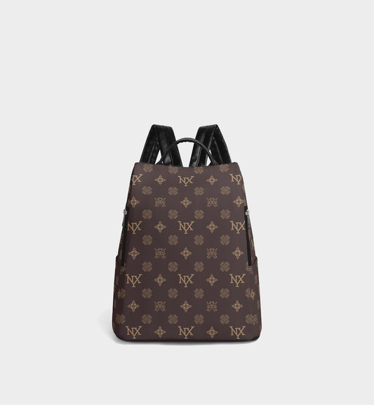 NXY Honeysuckle Pattern Dark Brown Backpack