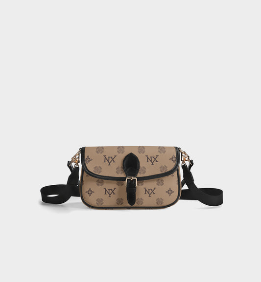 NXY Honeysuckle Pattern Camel Crossbody Satchel
