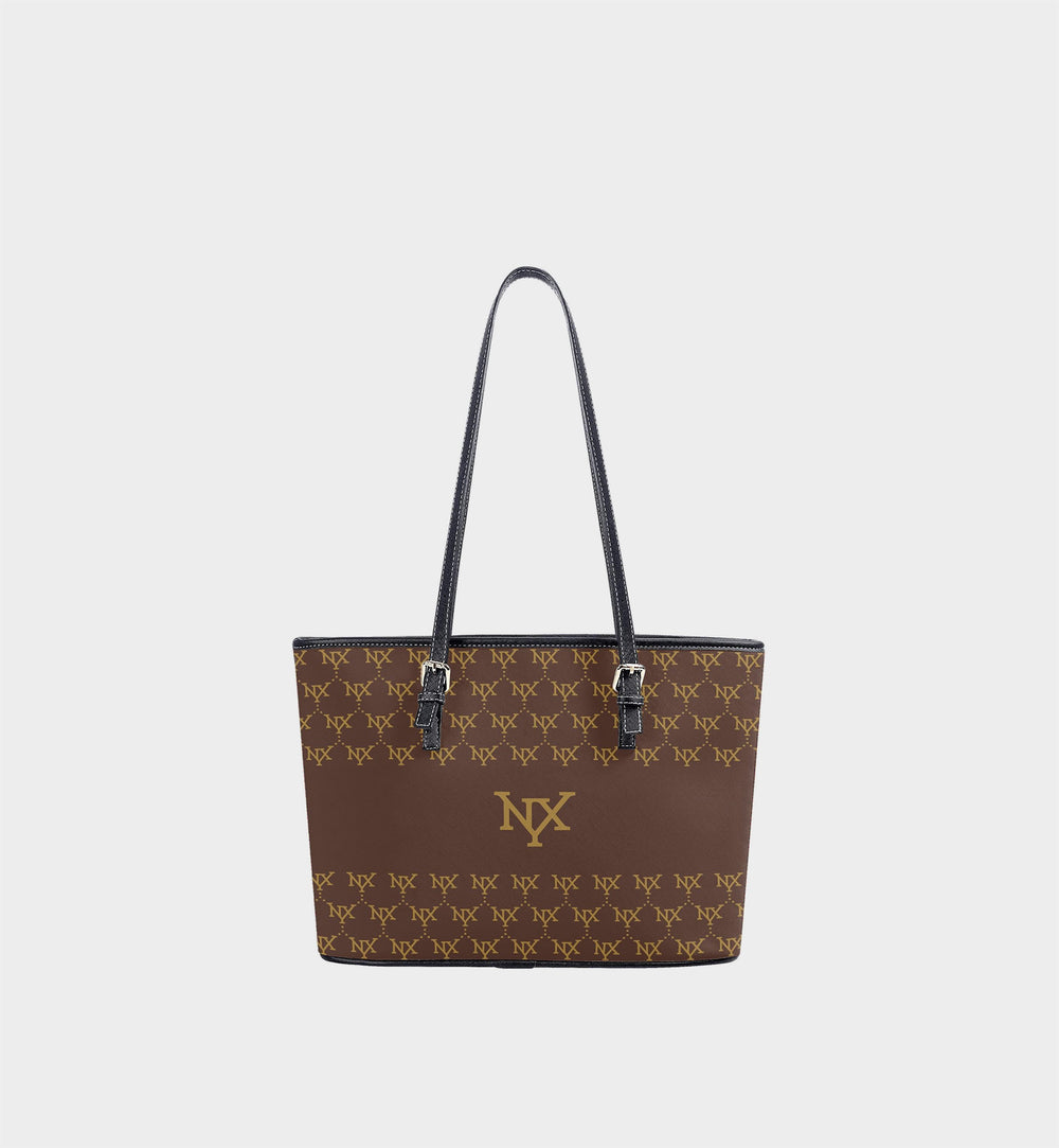 NXY Large Logo Classic Monogram Brown Tote Bag