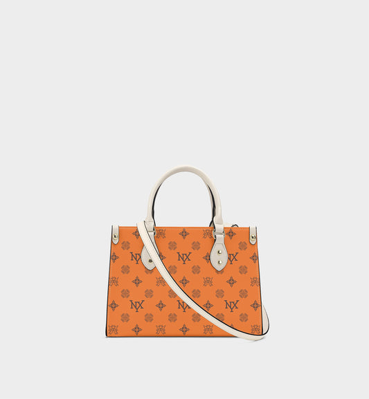 NXY Honeysuckle Pattern Orange Handle Bag