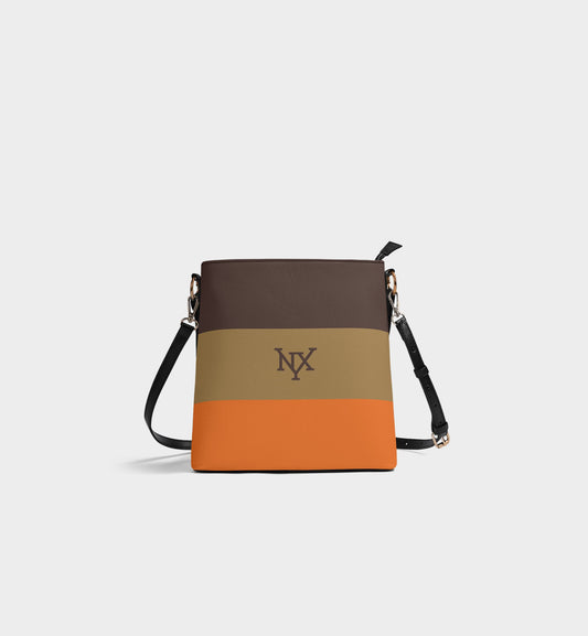 NXY Tri-Color Bucket Bag (Brown/Olive/Orange)