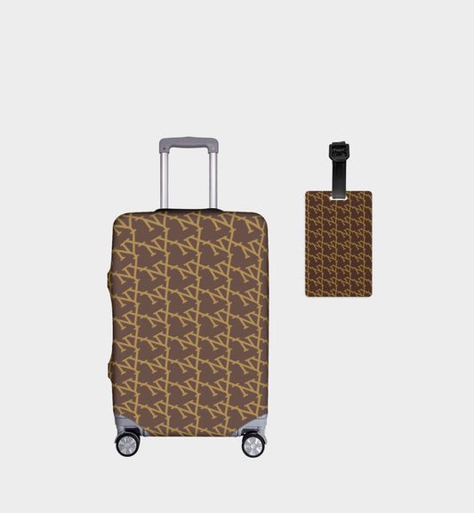 NXY Diagonal Monogram Brown Luggage Cover & Tag Set
