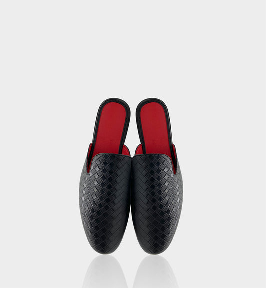 Men's Leather Woven Pattern Mules