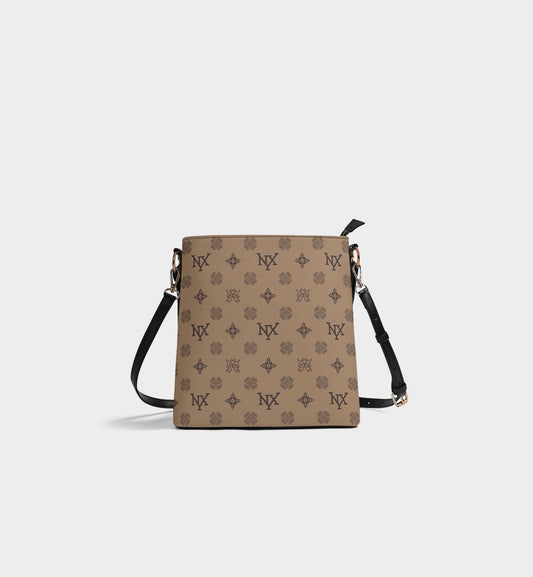 NXY Honeysuckle Pattern Camel Bucket Bag