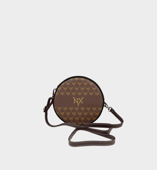 NXY Large Logo Classic Monogram Brown Mini Circular Bag