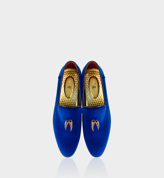 CHILILOAFER Men's Blue & Gold Chili Pendant Pointed-Toe Loafers